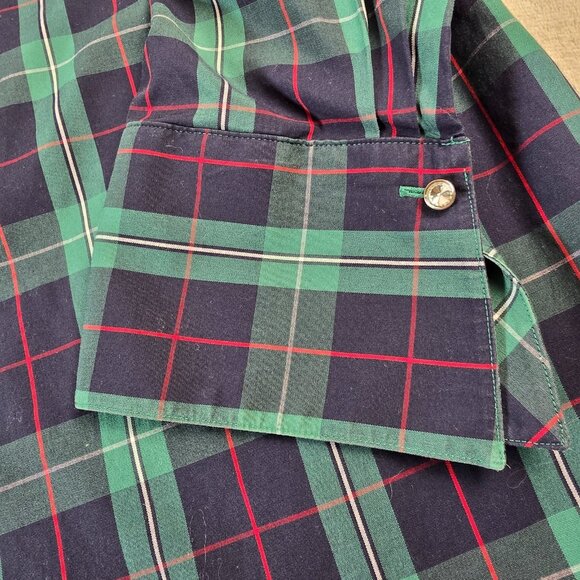 Talbots Tunic Shirt Womens 16W Green Blue Tartan Plaid Sparkle Buttons Preppy - Picture 3 of 15